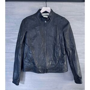 Coach Black Leather Jacket‎ XS Bomber Moto NWT